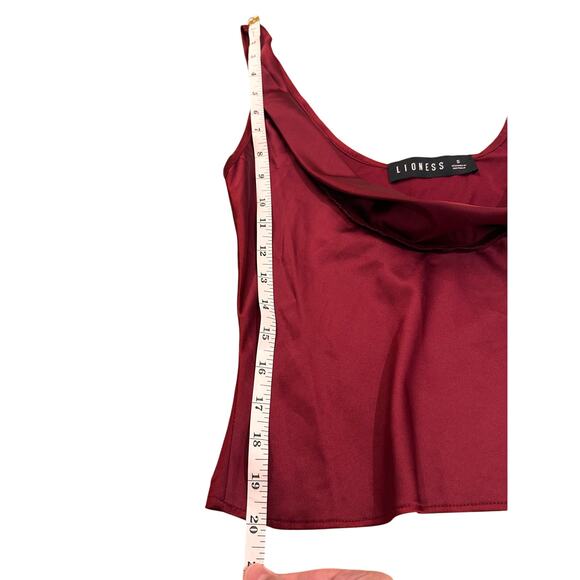 LIONESS Delilah Satin Cowl Top in Burgundy Coquette Night Out, size S NWOT - Picture 6 of 10